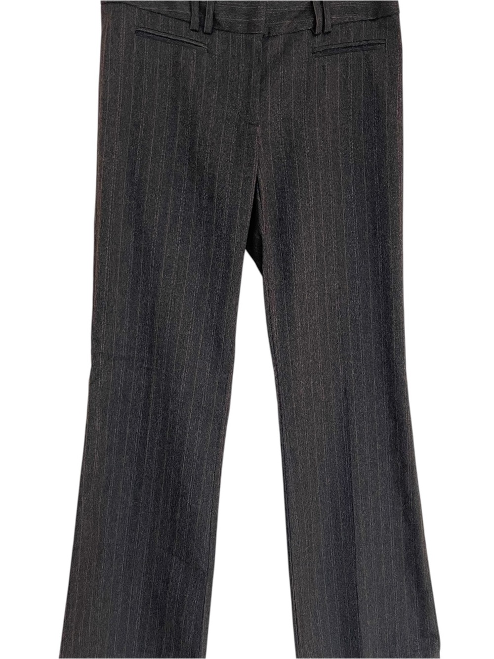 Women’s Dark Gray Pinstripe Dress Trousers with Pink & Orange Details Size 6